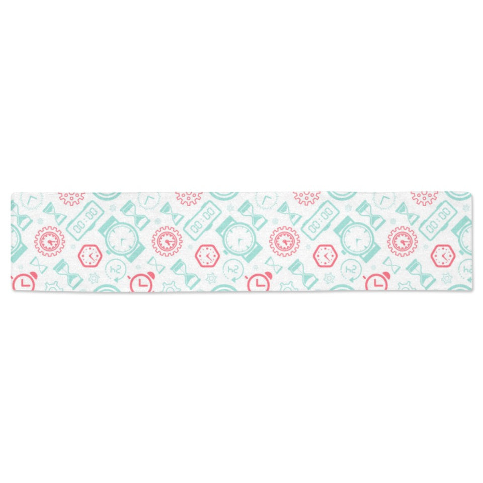 Clock time pattern blackground Table Runner