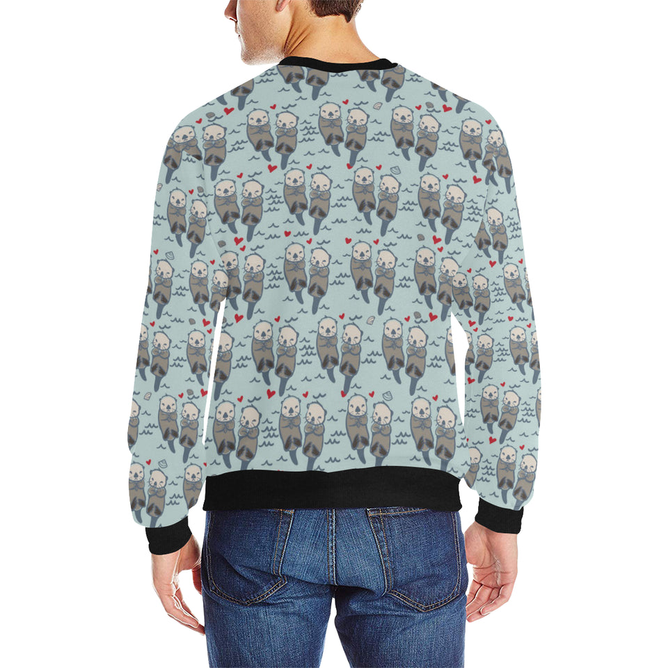 Lovely Sea Otter Pattern Men's Crew Neck Sweatshirt