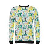 Cute parrot toucan flamingo cactus exotic leaves p Women's Crew Neck Sweatshirt