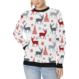 Deer tree snowflakes chrismas pattern Women's Crew Neck Sweatshirt