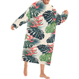 heliconia flowers, palm and monstera leaves Blanket Robe with Sleeves