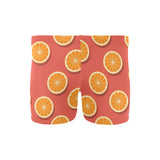 Oranges pattern red background Men's Swimming Trunks