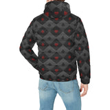 Casino Cards Suits Pattern Print Design 05 Men's Padded Hooded Jacket