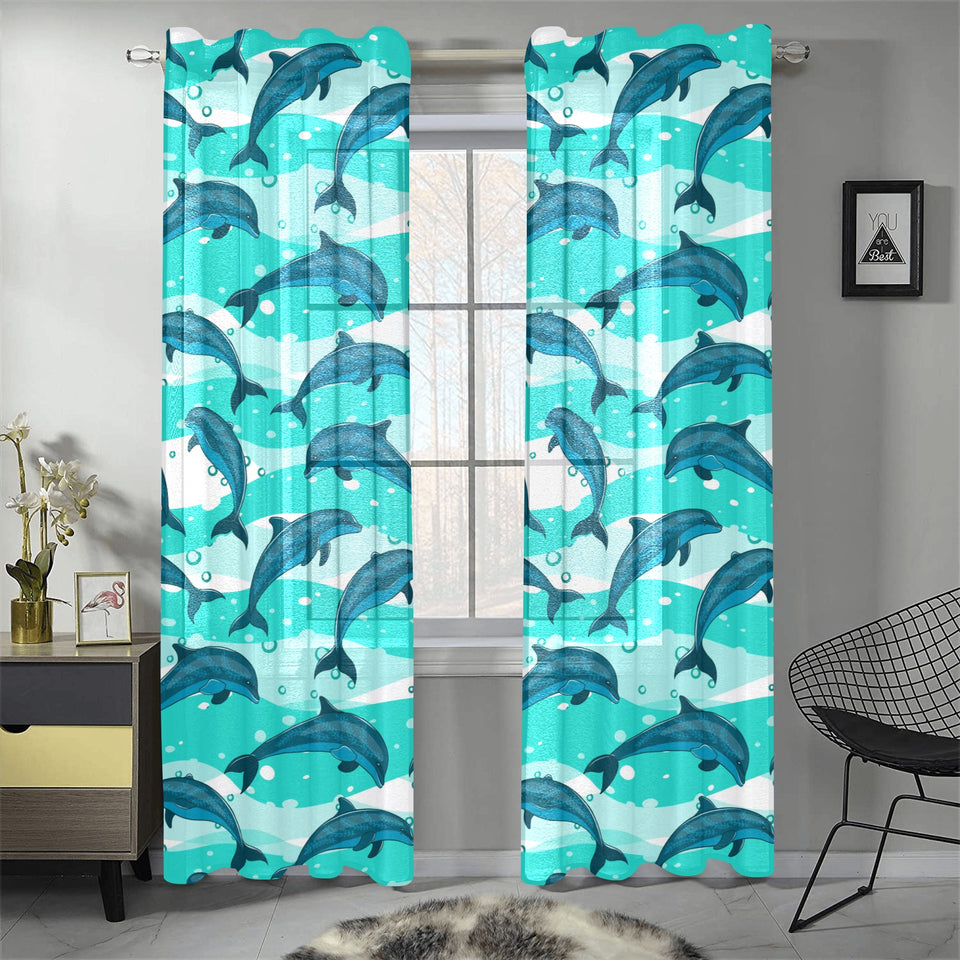 Dolphin sea pattern Gauze Curtain