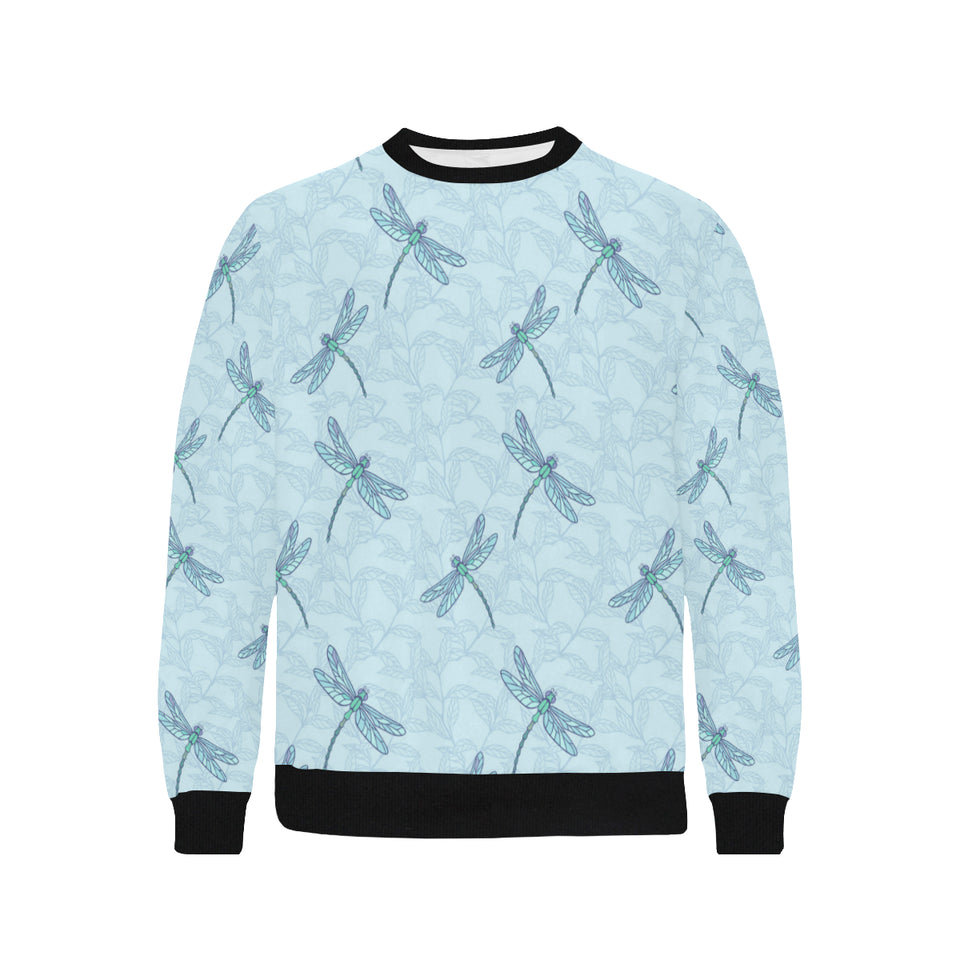 Dragonfly pattern blue background Men's Crew Neck Sweatshirt