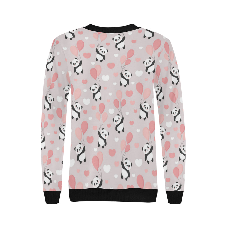 Cute panda ballon heart pattern Women's Crew Neck Sweatshirt