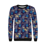 Blue japanese pattern cloud wave flower Women's Crew Neck Sweatshirt