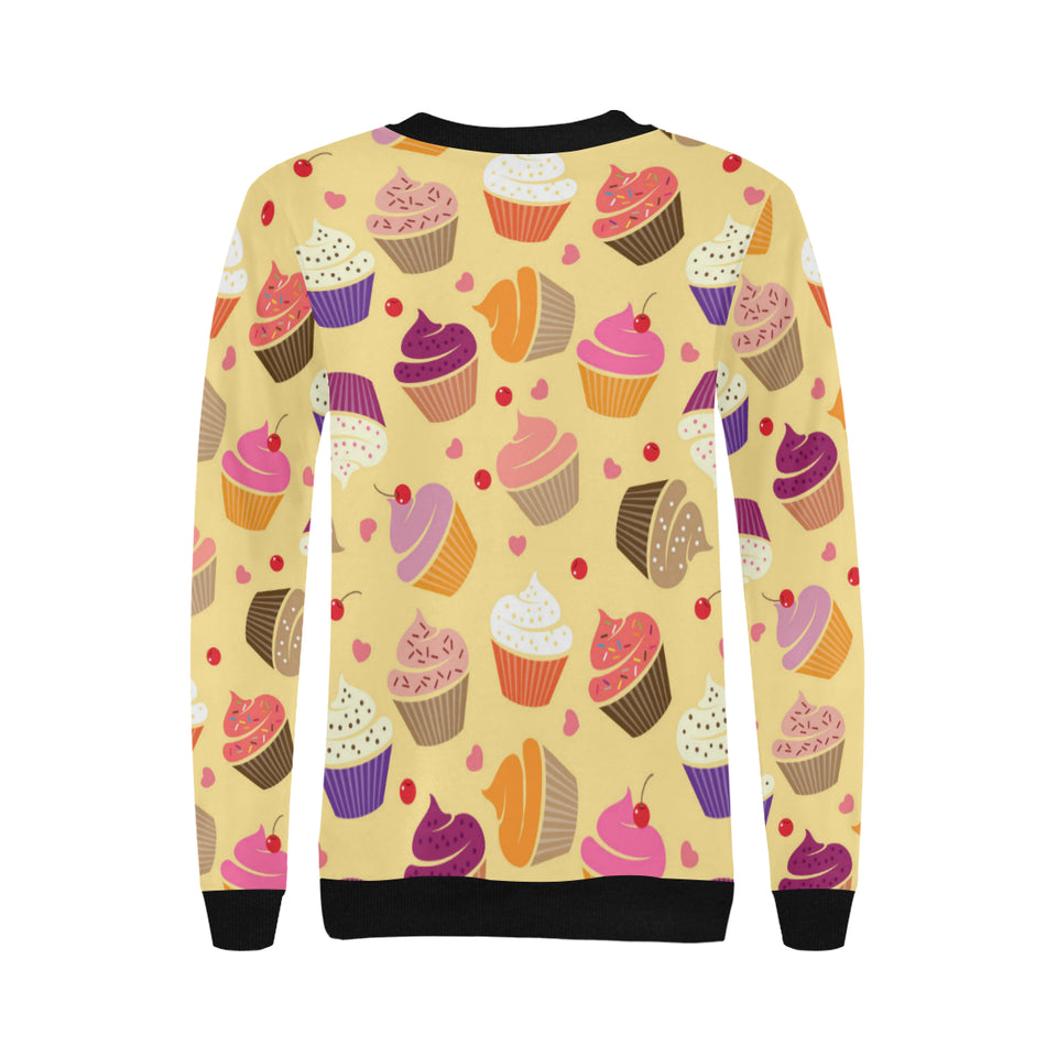 cake cupcake heart cherry pattern Women's Crew Neck Sweatshirt