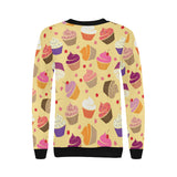 cake cupcake heart cherry pattern Women's Crew Neck Sweatshirt