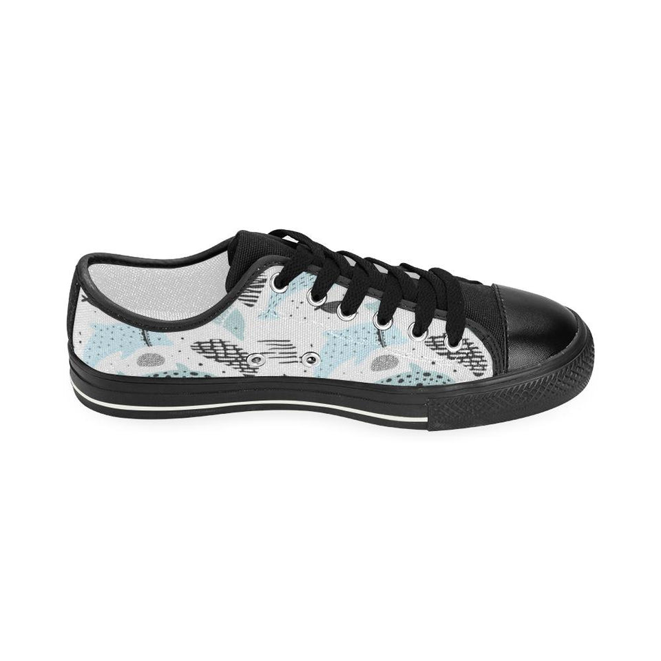 Cute dolphins Childish Style pattern Kids' Boys' Girls' Low Top Canvas Shoes Black