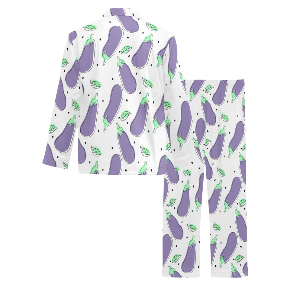 Eggplant Pattern Print Design 05 Men's Long Pajama Set
