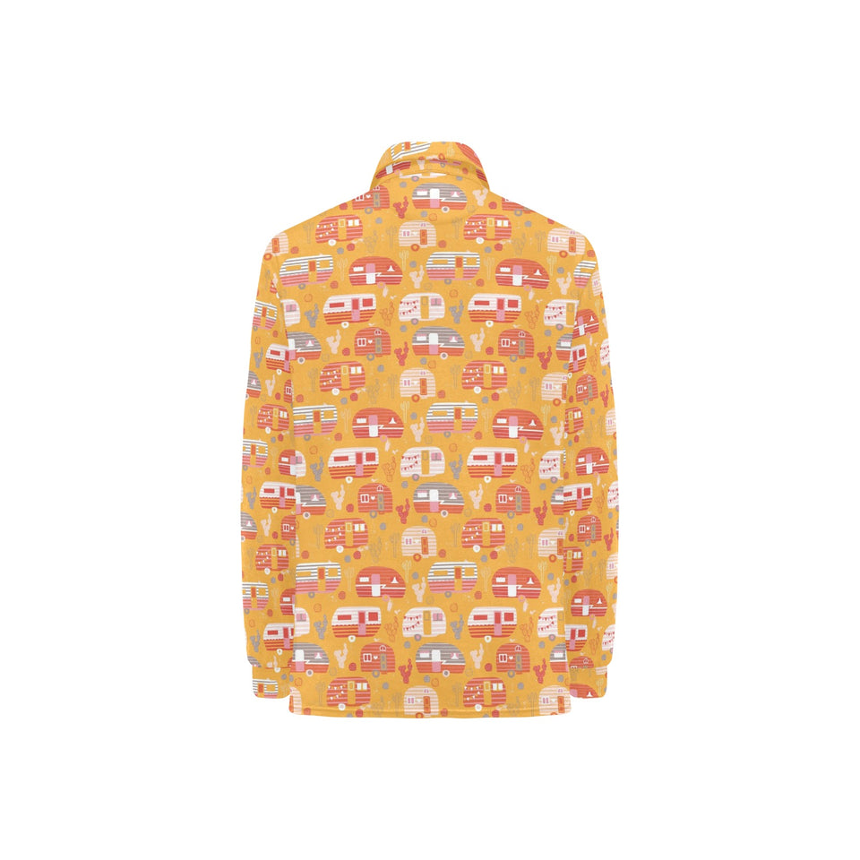 Camper Van Pattern Print Design 04 Women's Long Sleeve Polo Shirt