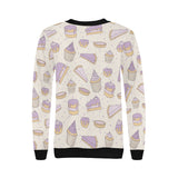 Cakes pies tarts muffins and eclairs purple bluebe Women's Crew Neck Sweatshirt