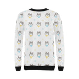 Cute Siberian Husky pattern Women's Crew Neck Sweatshirt
