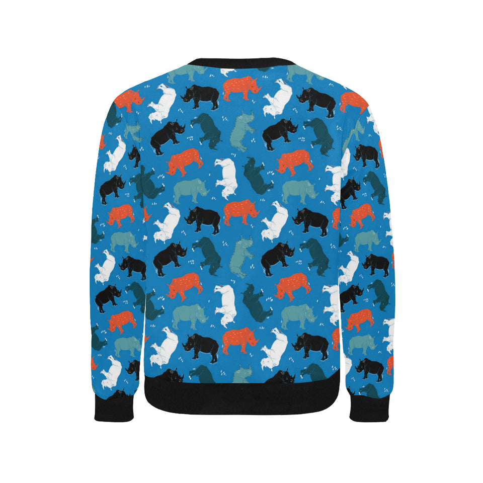 Colorful rhino pattern Men's Crew Neck Sweatshirt