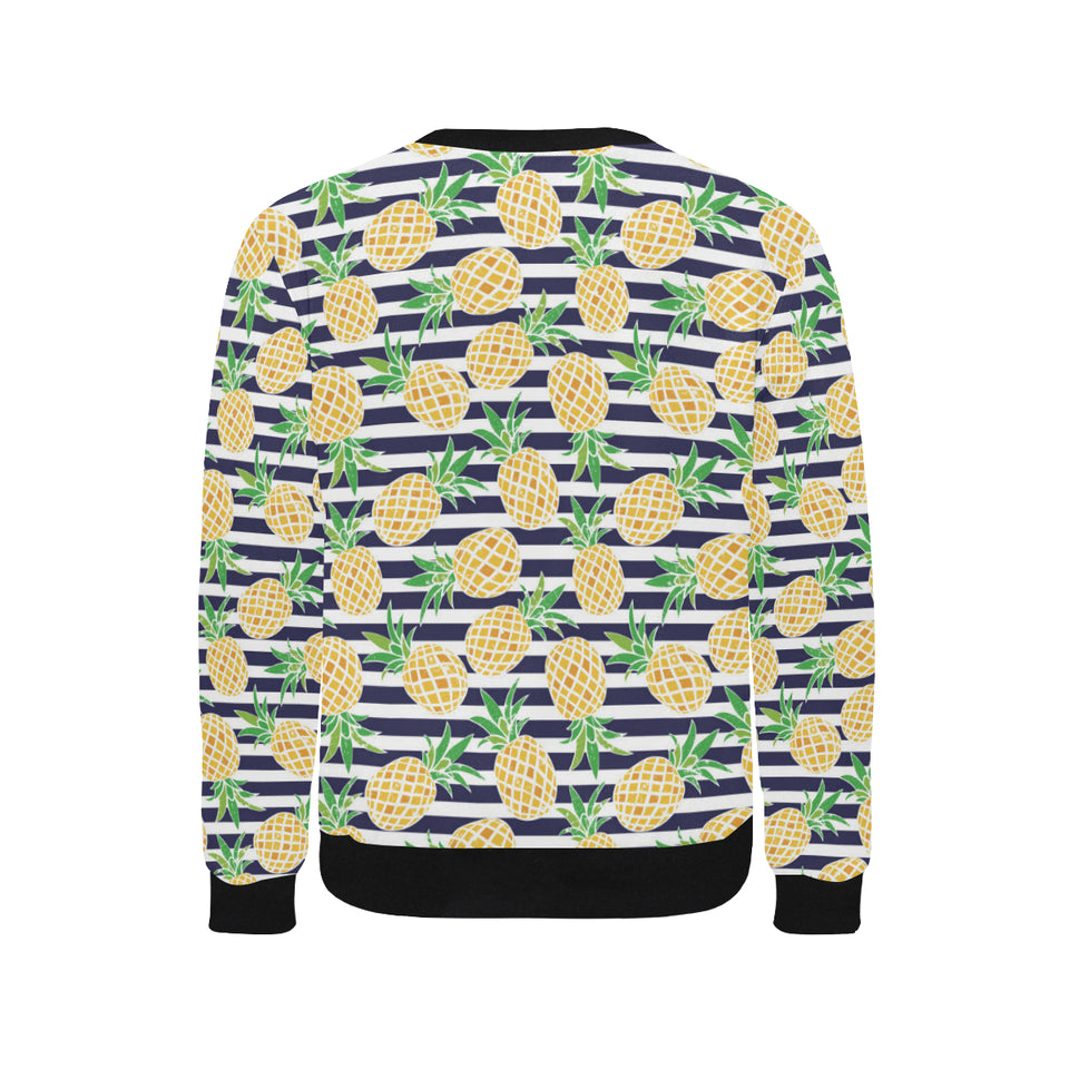 Pineapples pattern striped background Men's Crew Neck Sweatshirt