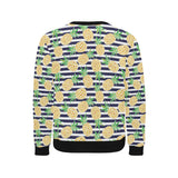 Pineapples pattern striped background Men's Crew Neck Sweatshirt