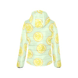 slice of lemon pattern Women's Padded Hooded Jacket