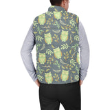 Cute owls leaves pattern Men's Padded Vest