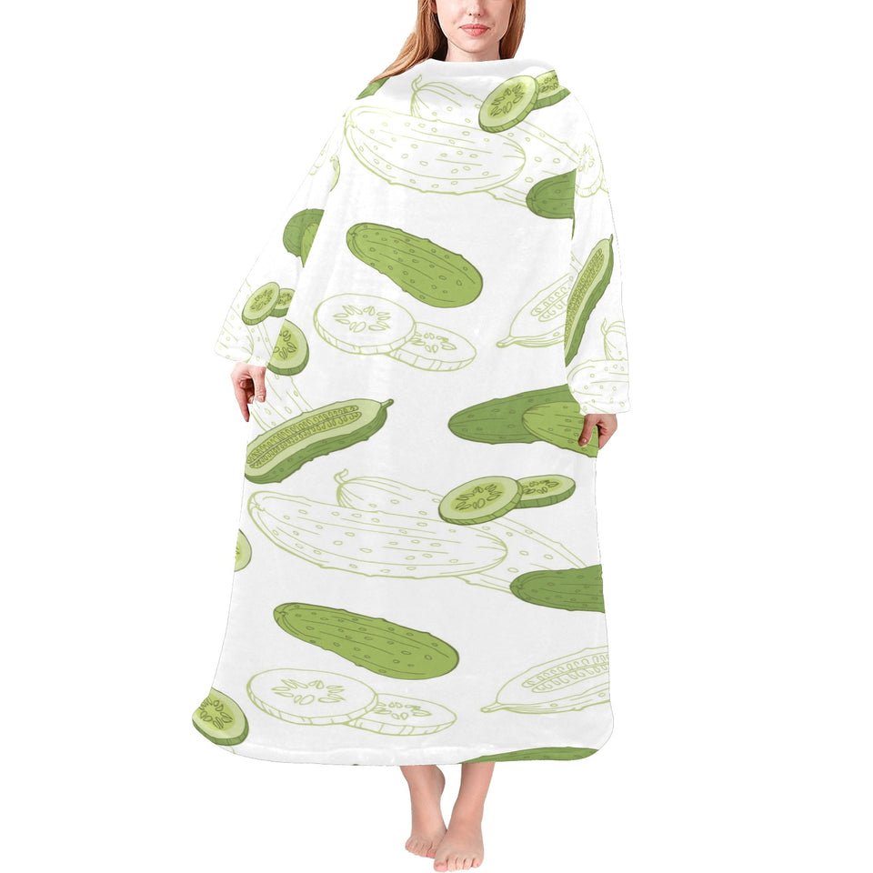 Cucumber sketch pattern Blanket Robe with Sleeves