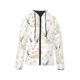Beautiful Japanese cranes pattern Women's Padded Hooded Jacket