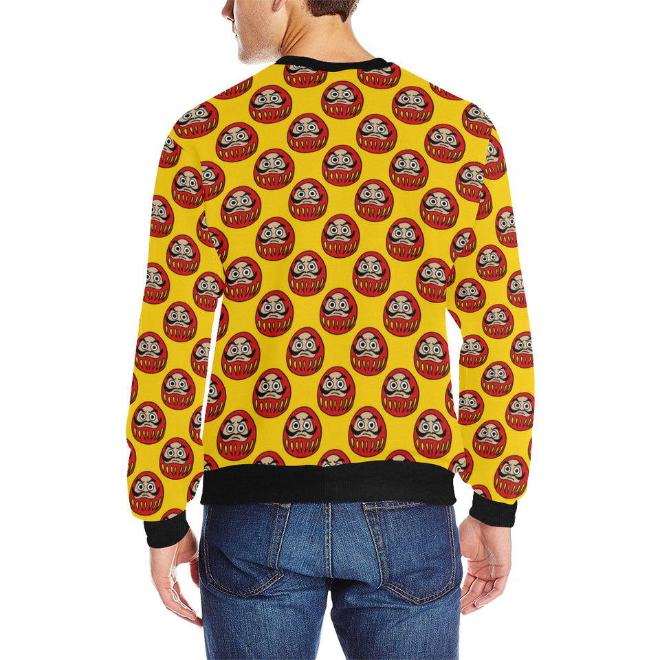 Daruma japanese wooden doll yellow background Men's Crew Neck Sweatshirt