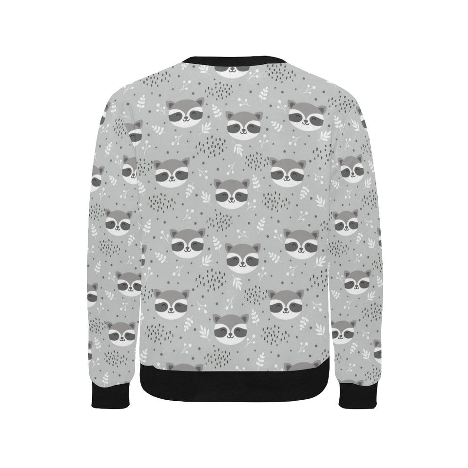 Cute raccoons leaves dot Men's Crew Neck Sweatshirt