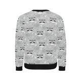Cute raccoons leaves dot Men's Crew Neck Sweatshirt