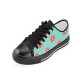 Grapefruit green background Kids' Boys' Girls' Low Top Canvas Shoes Black