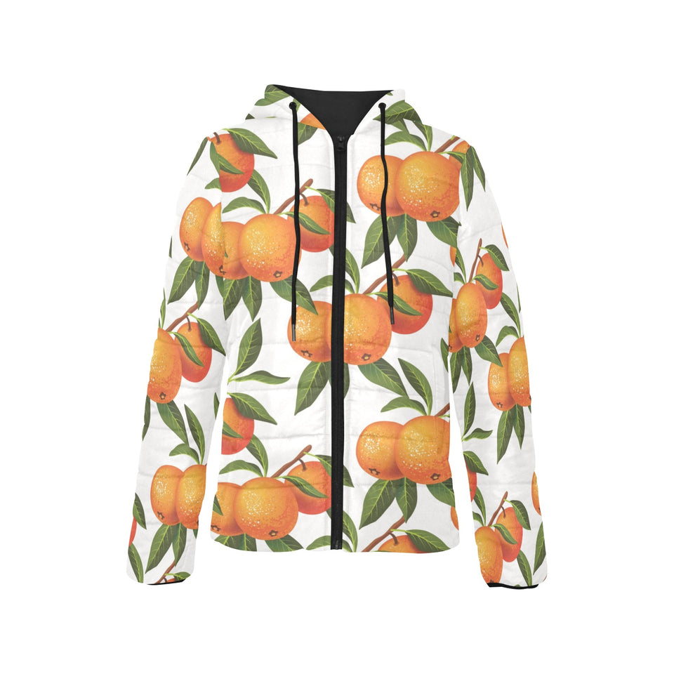 Oranges pattern background Women's Padded Hooded Jacket