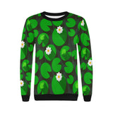 Frog waterlily pattern Women's Crew Neck Sweatshirt