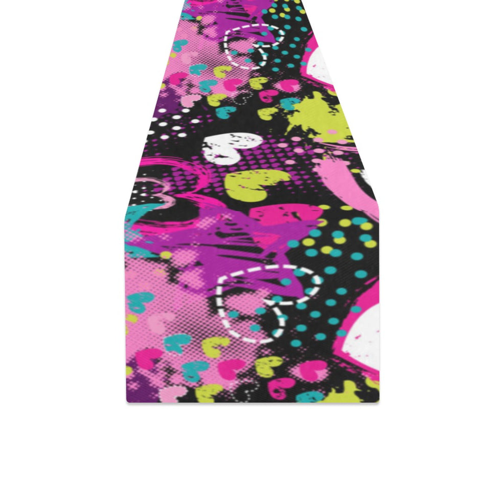 heart dot wave star creative design pattern Table Runner