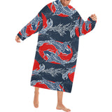 Koi Fish Carp Fishs hand drawn japanese art Blanket Robe with Sleeves
