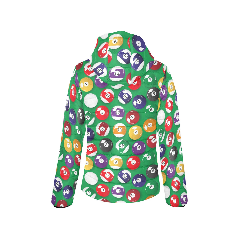 Billiard Ball Pattern Print Design 02 Women's Padded Hooded Jacket