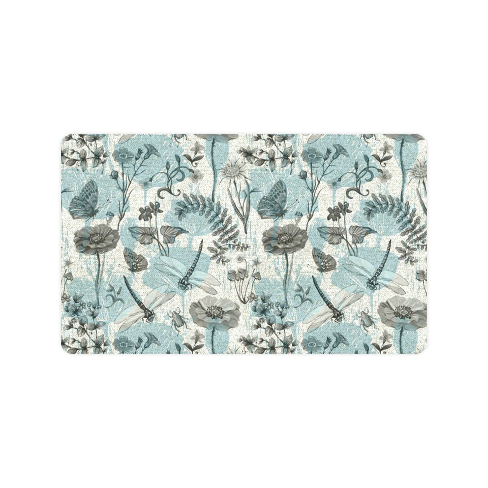 Dragonfly Butterfly Plants insect flower vintage s Doormat