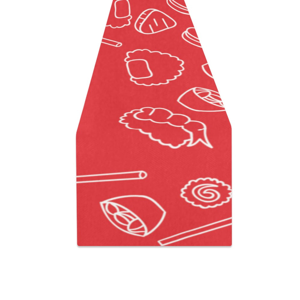 sushi pattern red background Table Runner