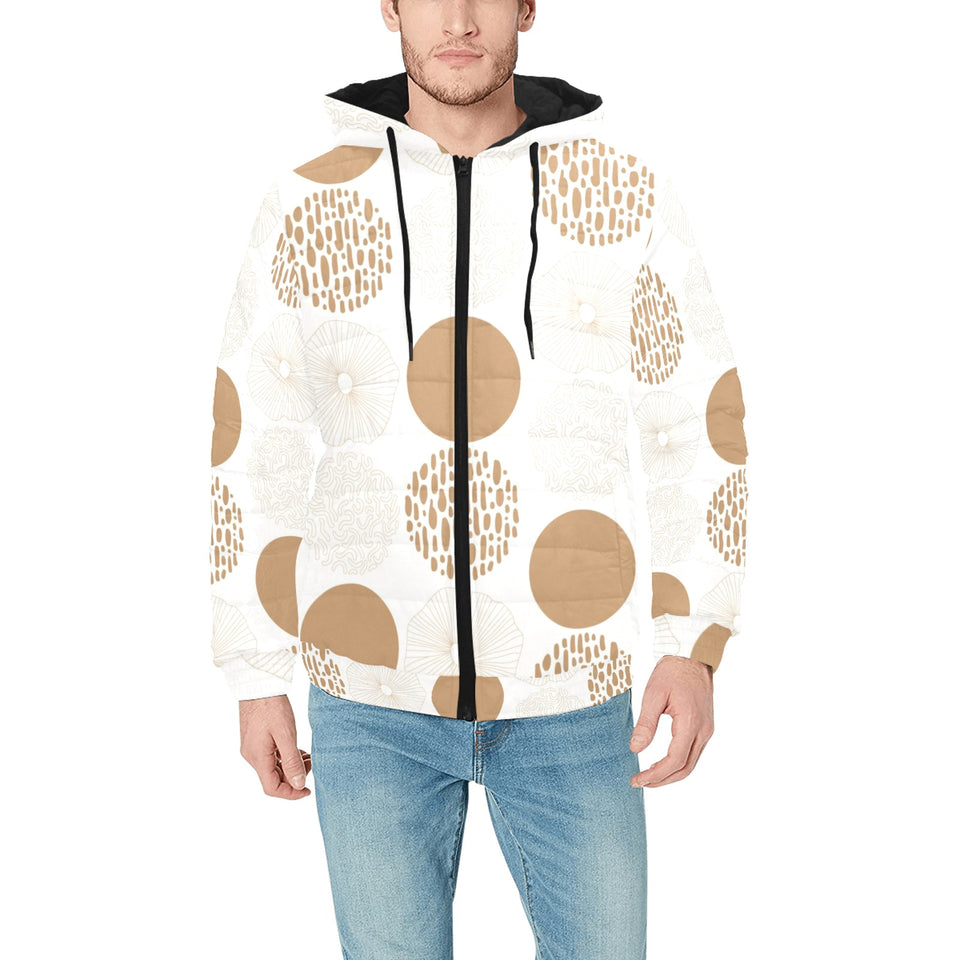 Gold Texture mushroom pattern Men's Padded Hooded Jacket