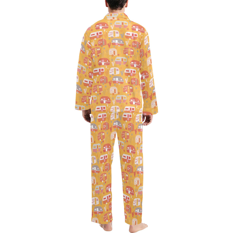 Camper Van Pattern Print Design 04 Men's Long Pajama Set