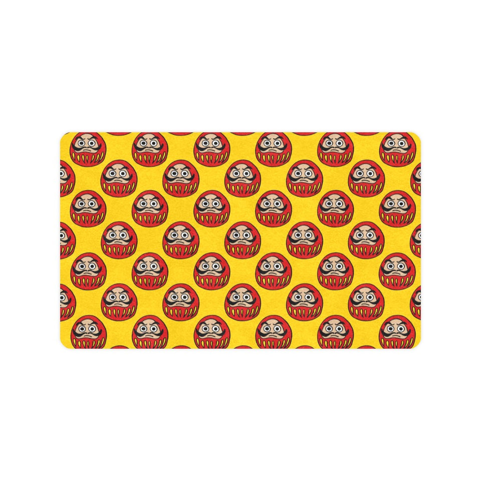 Daruma japanese wooden doll yellow background Doormat