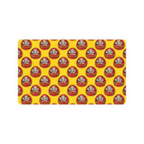 Daruma japanese wooden doll yellow background Doormat