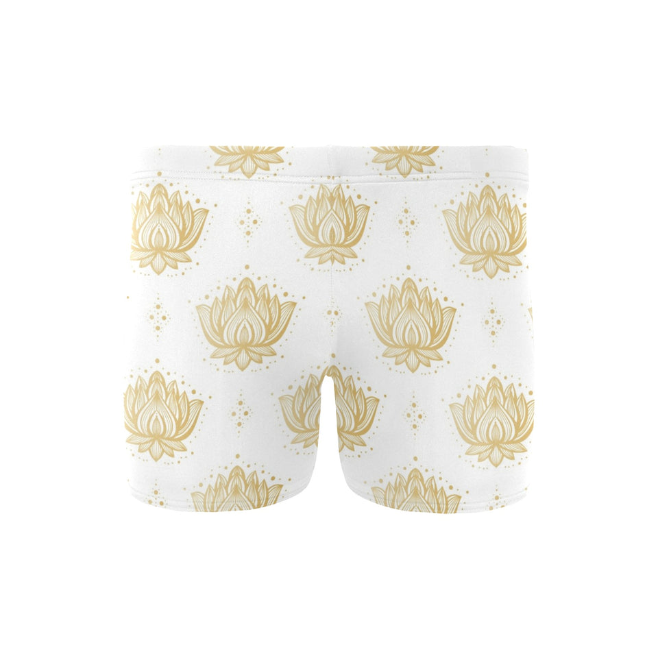 Gold Ornamental lotue waterlily symbol pattern Men's Swimming Trunks