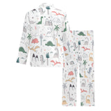 Cute cartoon dinosaurs tree pattern Men's Long Pajama Set