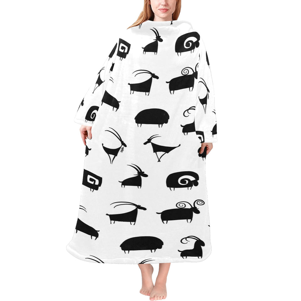 Goat ram pattern Blanket Robe with Sleeves