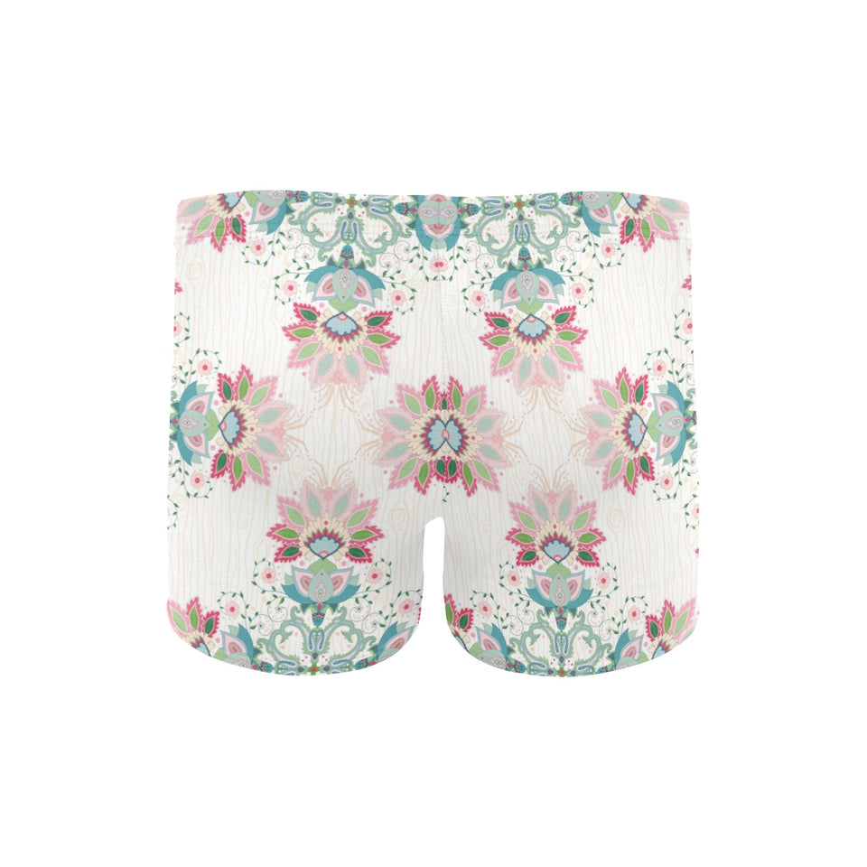 Square floral indian flower pattern Men's Swimming Trunks