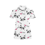 Hand Drawn faces of pandas pattern Women's All Over Print Polo Shirt
