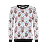 Cute pug hat rabbit costume pattern Women's Crew Neck Sweatshirt
