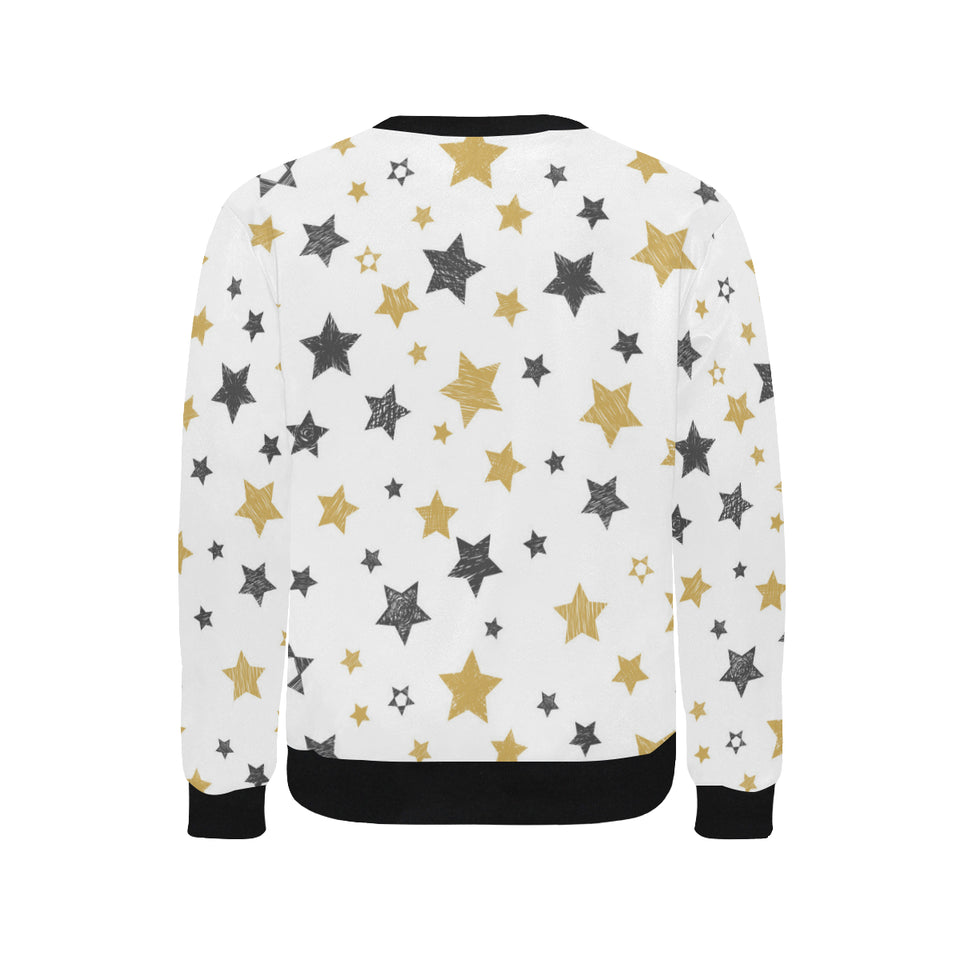 hand drawn gold black star pattern Men's Crew Neck Sweatshirt