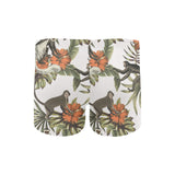 Monkey red hibiscus flower palm leaves floral patt Men's Swimming Trunks