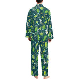 Lime ice flower pattern Men's Long Pajama Set