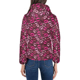 Lips Pattern Print Design 03 Women's Padded Hooded Jacket